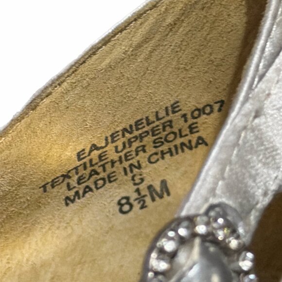 Enzo Angiolini Shoes Womens 8.5M Silver Satin Pump Buckle Bridal Gala Cocktail - Picture 6 of 16